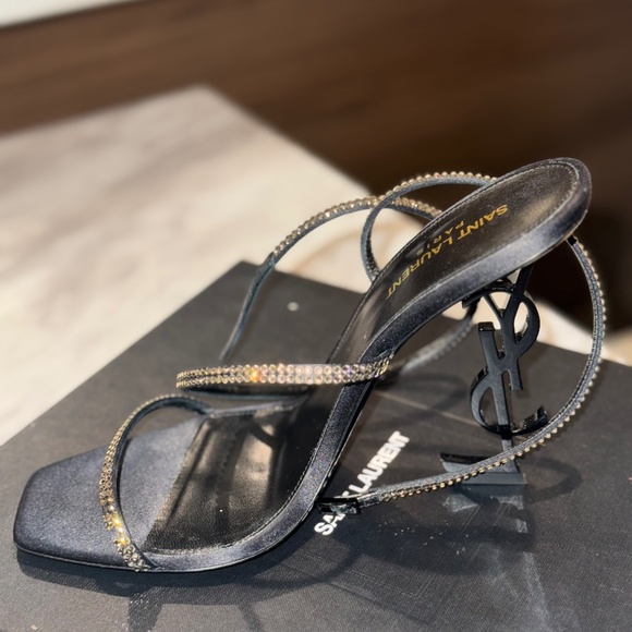 SAINT LAURENT Opyum YSL Strass Ankle-Strap Sandals - Picture 1 of 11